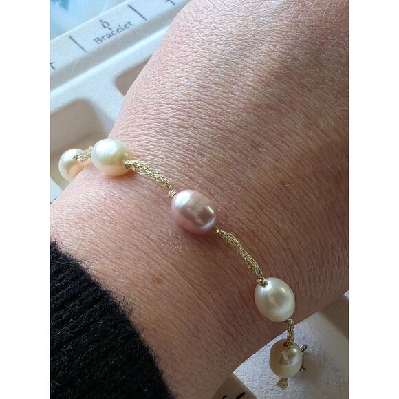 925 Sterling Silver Baroque Pearl Bracelet 6.5" - Picture 9 of 13